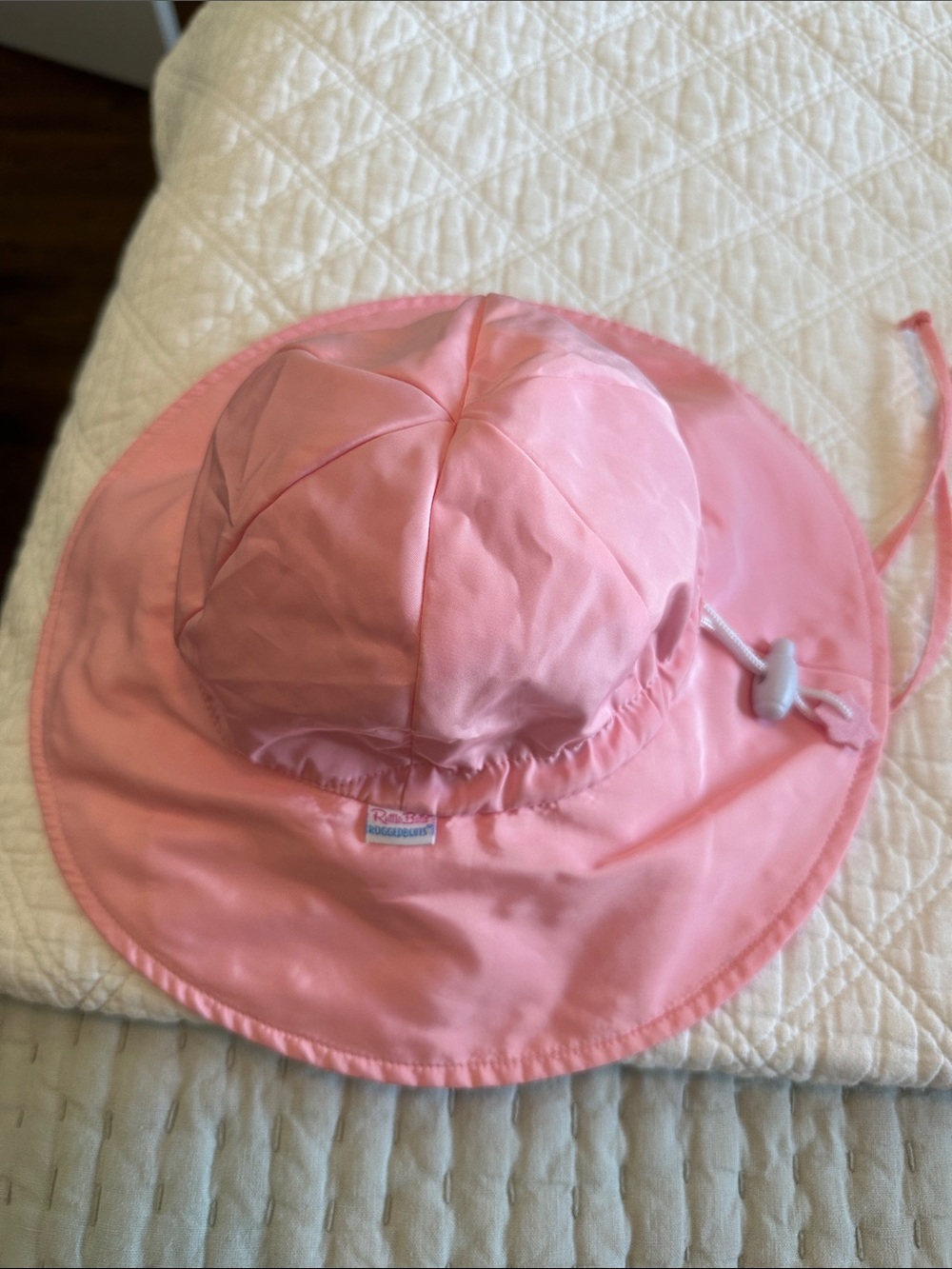 Ruffle Butts Light Pink Kids Sun Hat with Chin Cord